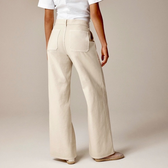 NWT!! J. CREW Camp Pocket Wide Leg Pants Natural Stretch Cotton 28P 28 Petite - Picture 6 of 16